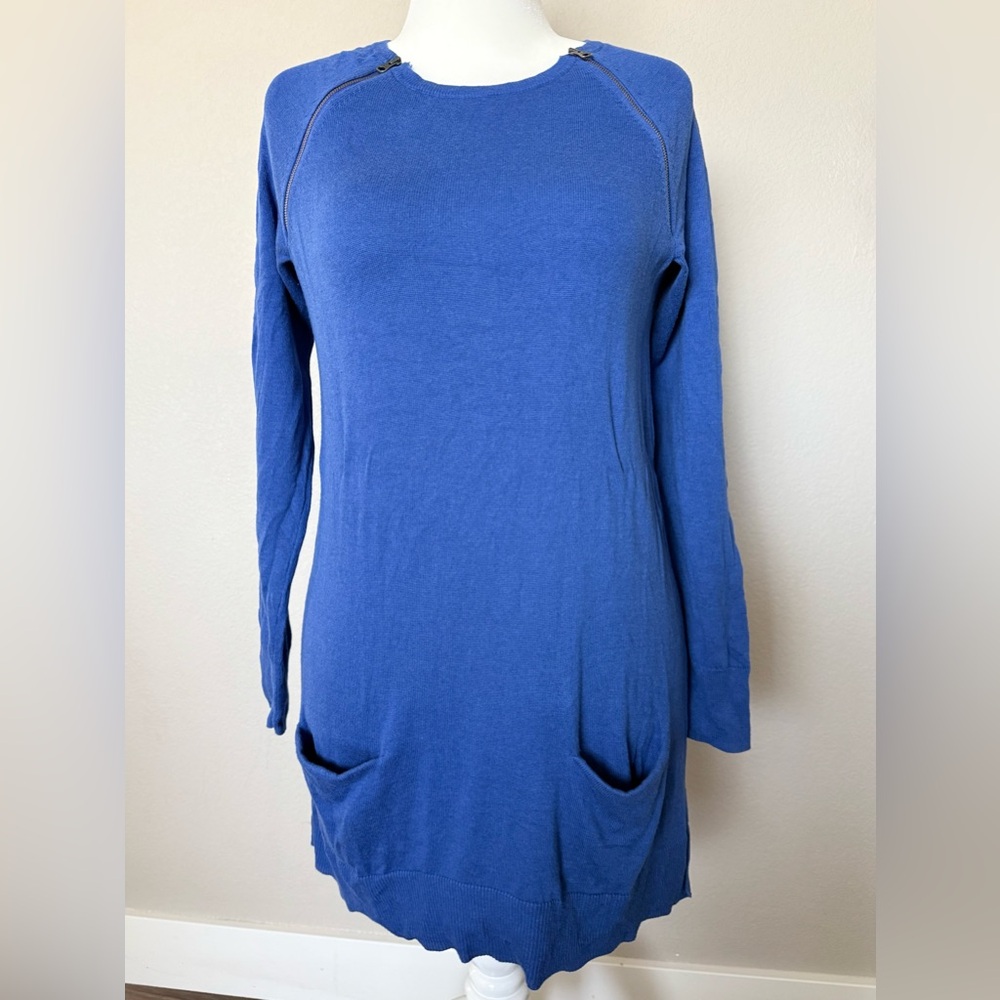 Caslon Blue Knit Sweater Dress L